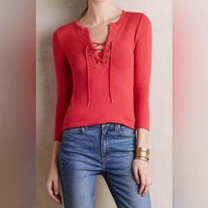Anthropologie Deletta Lace-Up Tee